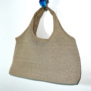 Carlo D'Santi purse crochet tan handbag double handle tote sachet Beach Summer